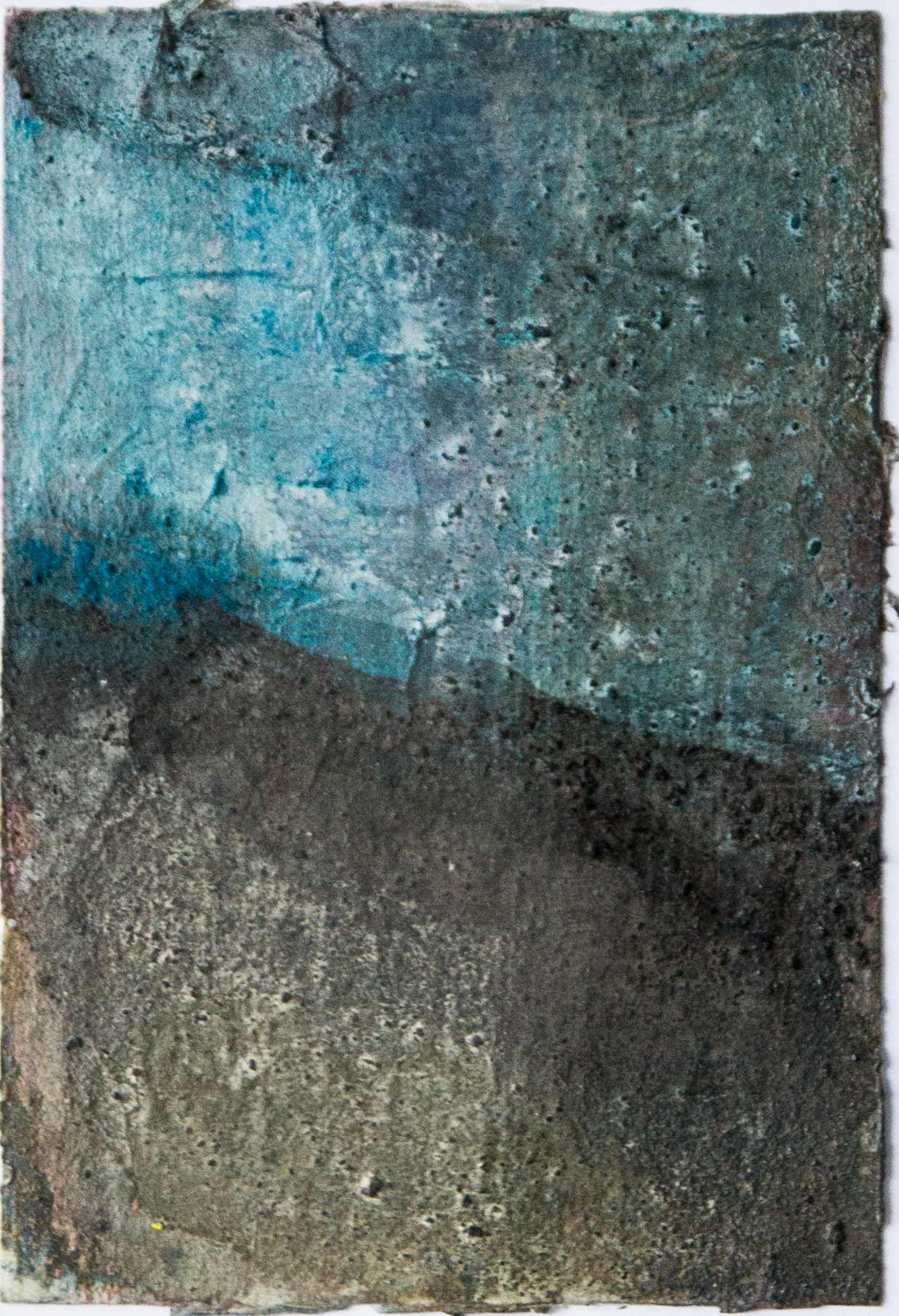 Blau: 15x20,Acryl, Gesteinsmehle, Kreide, Bleistift auf Papier,2016
